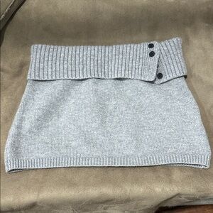 Gray Knit Buttoned Skirt